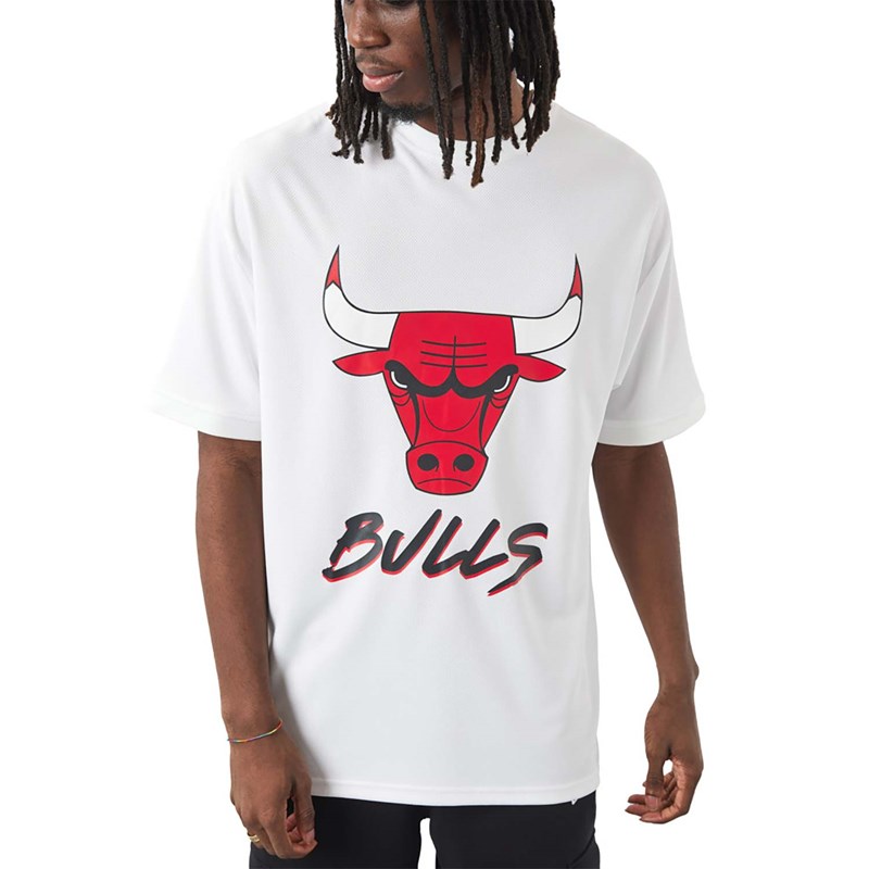 White New Era Chicago Bulls NBA Script T-Shirt | KHRM70953