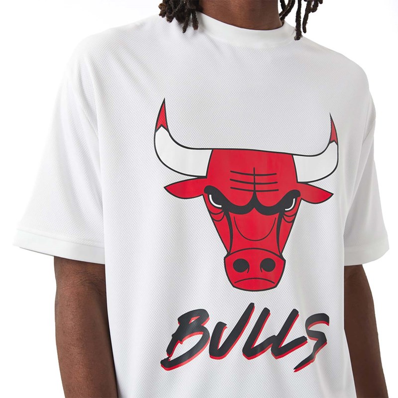 White New Era Chicago Bulls NBA Script T-Shirt | KHRM70953