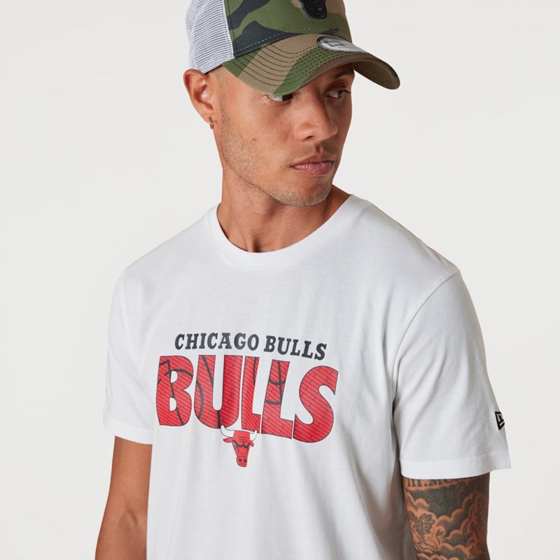 White New Era Chicago Bulls NBA Wordmark T-Shirt | GVPZ63089