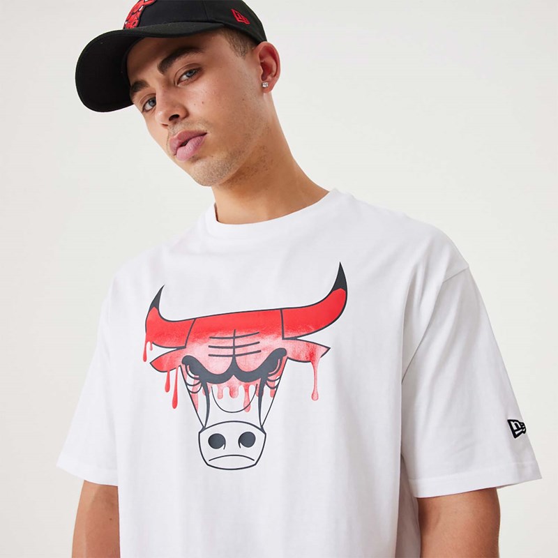 White New Era Chicago NBA Drip Logo Bulls T-Shirt | BUWK72194