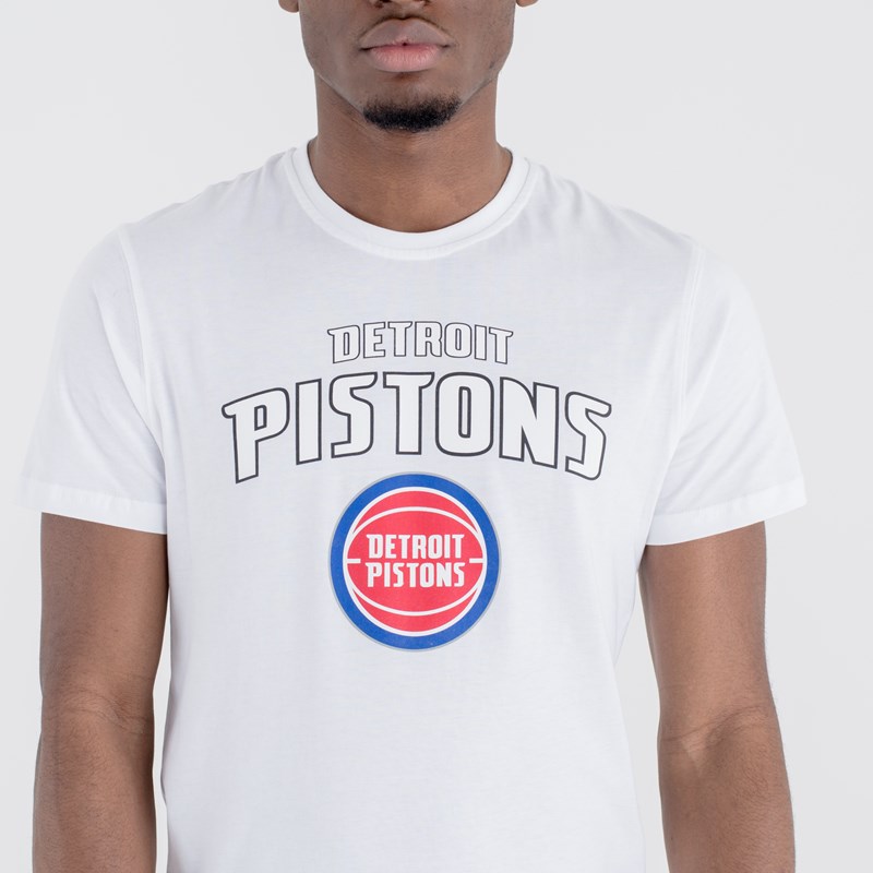 White New Era Detroit Pistons Team Logo T-Shirt | AWUK72098