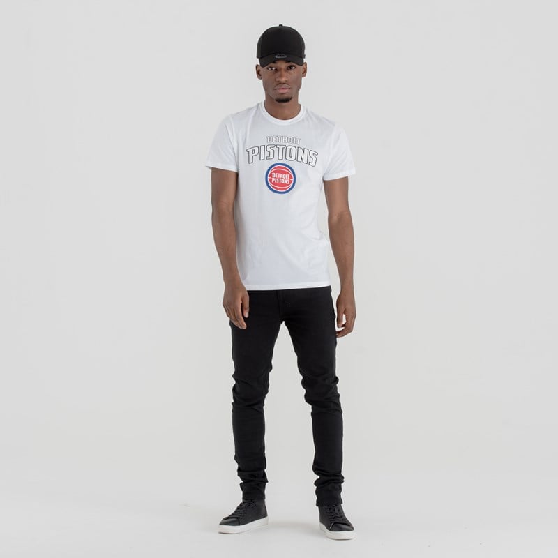 White New Era Detroit Pistons Team Logo T-Shirt | AWUK72098