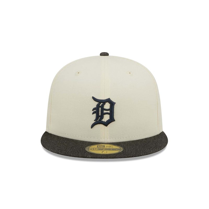 White New Era Detroit Tigers MLB Chrome Fitted Cap 59fifty | YNHF40596