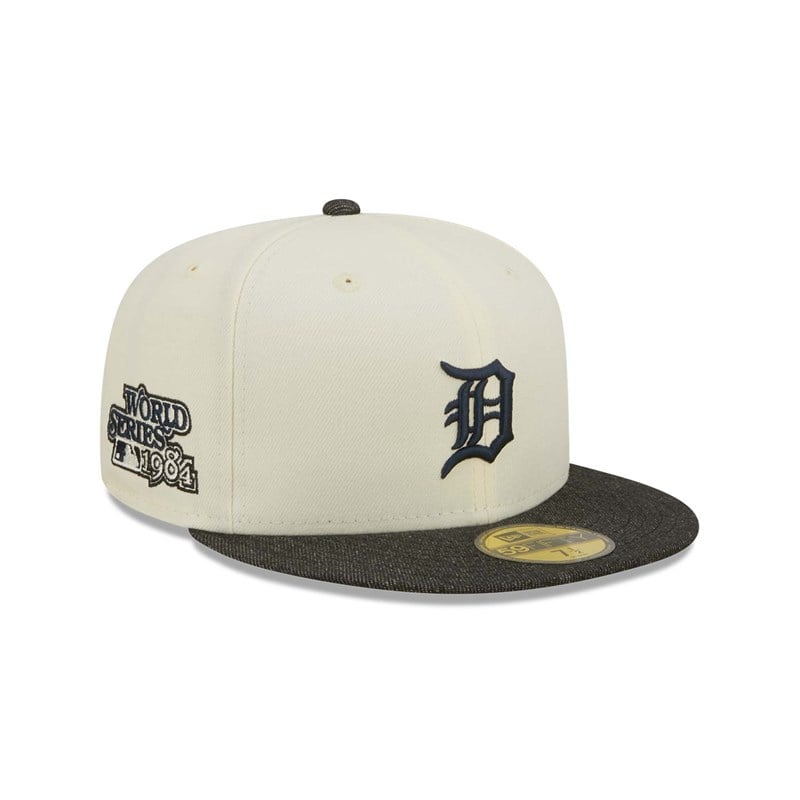 White New Era Detroit Tigers MLB Chrome Fitted Cap 59fifty | YNHF40596