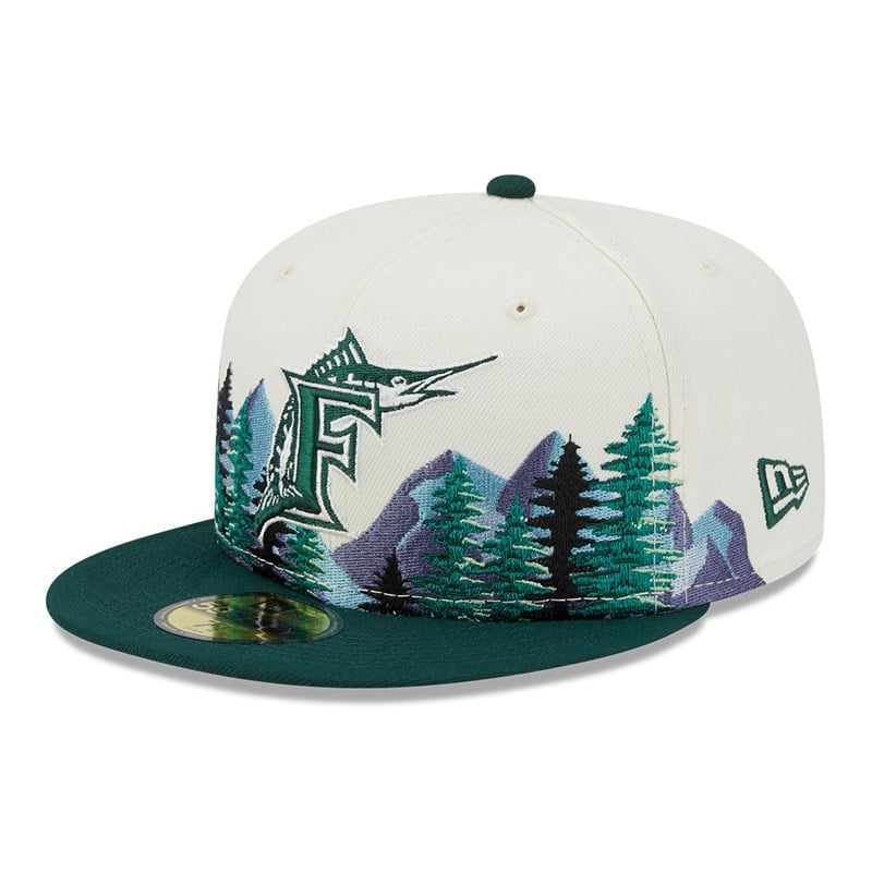 White New Era Florida Marlins Outdoor Fitted 59fifty | YFRP28607