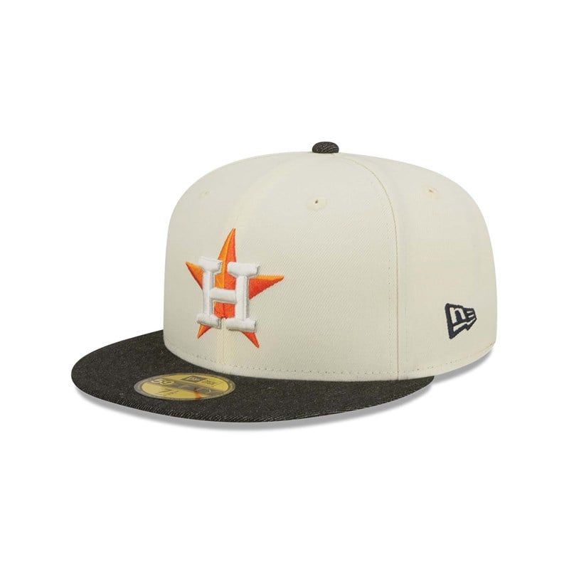 White New Era Houston Astros MLB Chrome Fitted Cap 59fifty | ATOM60528