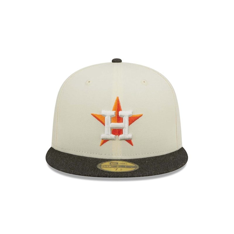 White New Era Houston Astros MLB Chrome Fitted Cap 59fifty | ATOM60528