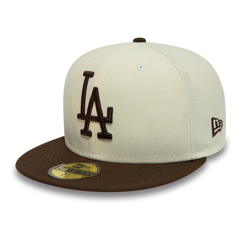 White New Era La Dodgers Fitted Cap 59fifty | TZSJ58916