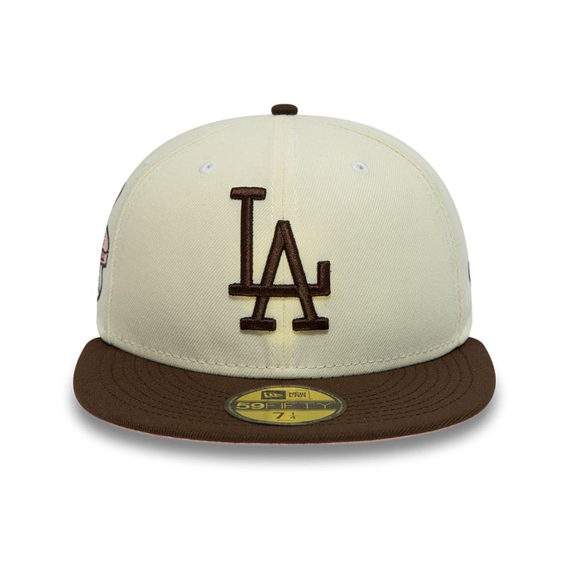 White New Era La Dodgers Fitted Cap 59fifty | TZSJ58916