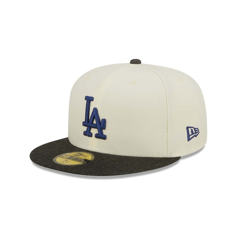 White New Era La Dodgers MLB Chrome Fitted Cap 59fifty | WUNI79321