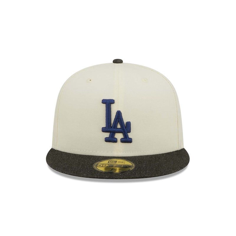 White New Era La Dodgers MLB Chrome Fitted Cap 59fifty | WUNI79321