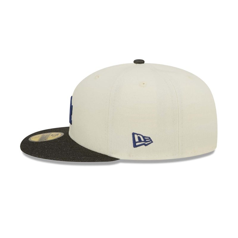 White New Era La Dodgers MLB Chrome Fitted Cap 59fifty | WUNI79321