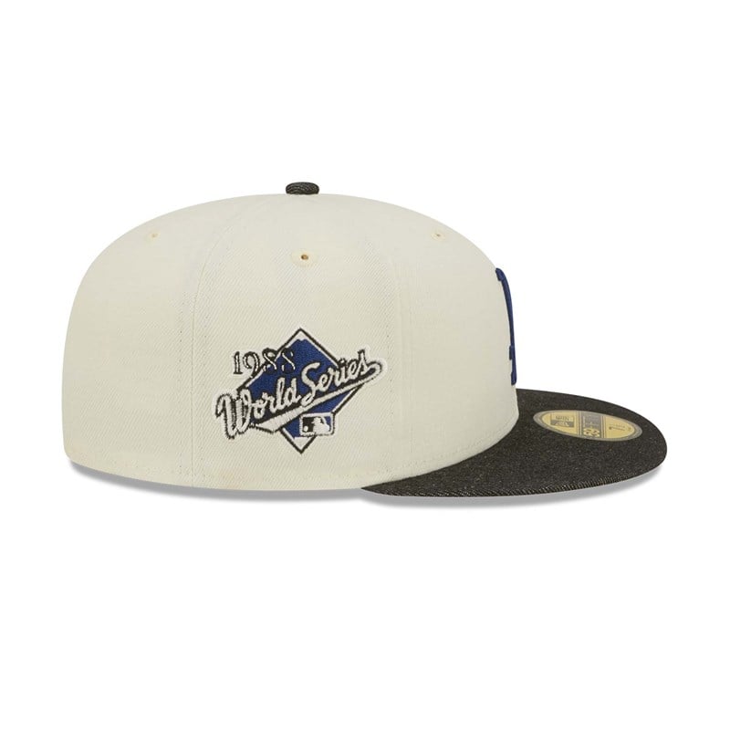 White New Era La Dodgers MLB Chrome Fitted Cap 59fifty | WUNI79321