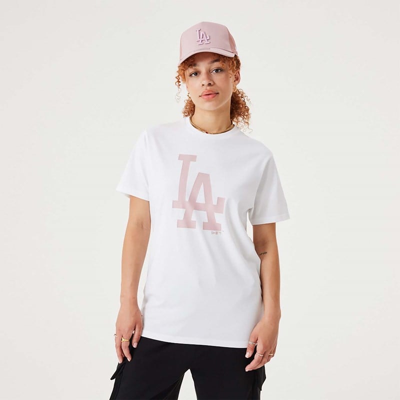 White New Era La Dodgers MLB League Essential T-Shirt | JNDY36120