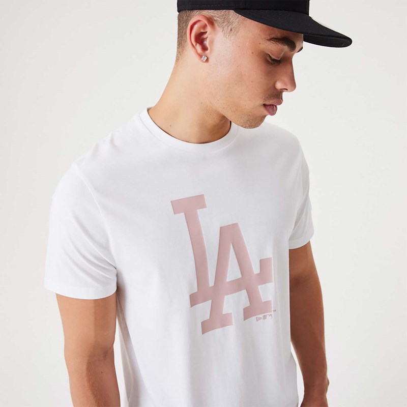 White New Era La Dodgers MLB League Essential T-Shirt | JNDY36120