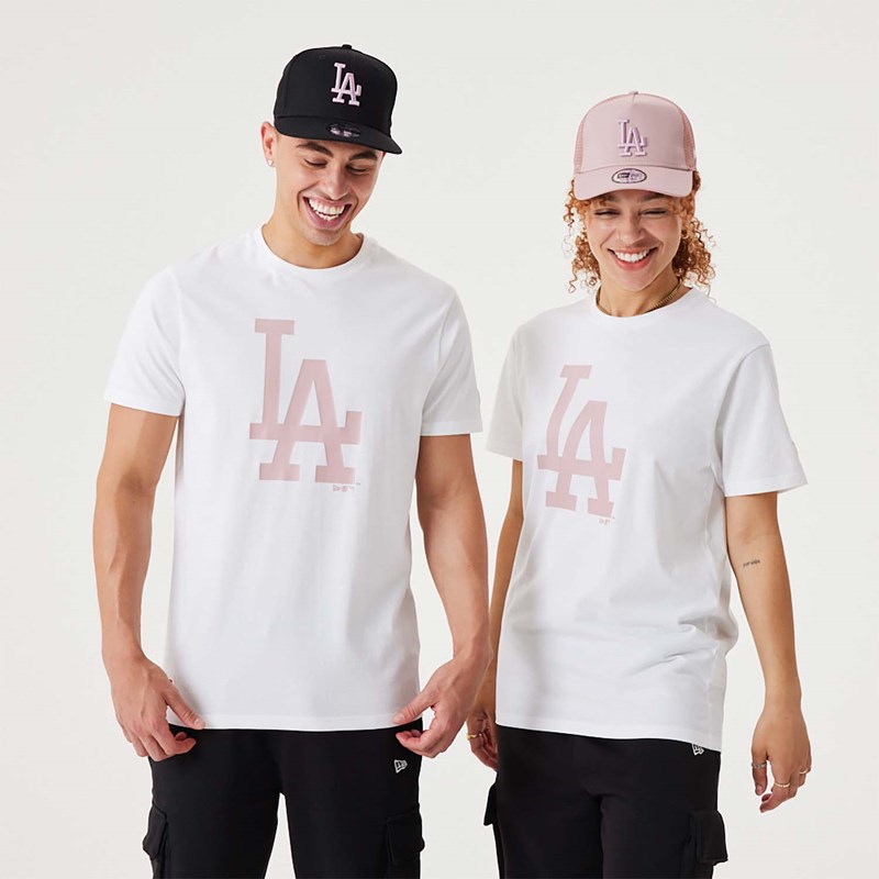 White New Era La Dodgers MLB League Essential T-Shirt | JNDY36120