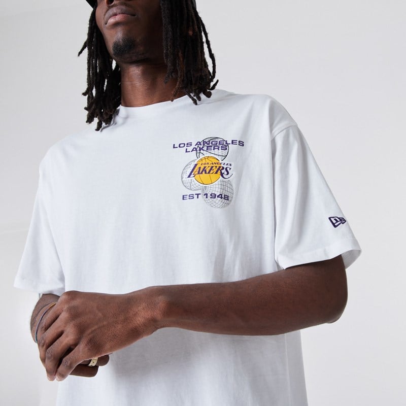 White New Era La Lakers Basketball Graphic T-Shirt | SEIU86571