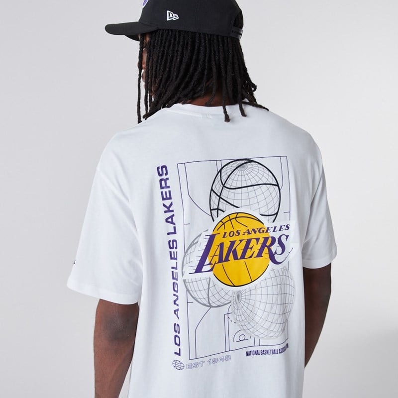 White New Era La Lakers Basketball Graphic T-Shirt | SEIU86571