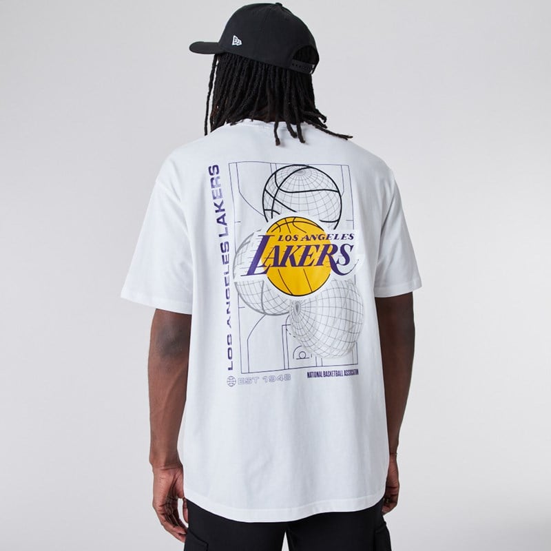 White New Era La Lakers Basketball Graphic T-Shirt | SEIU86571