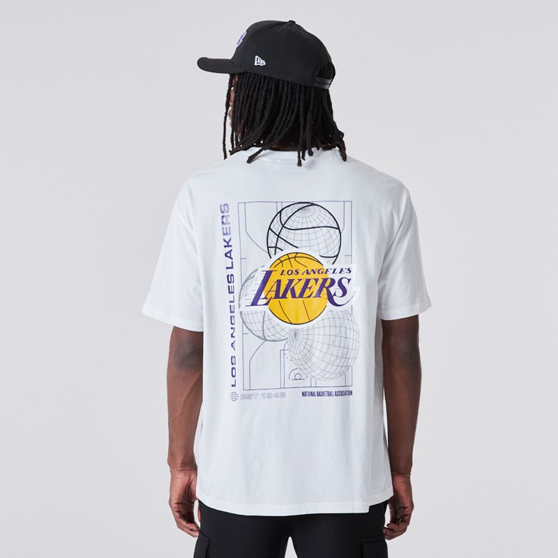 White New Era La Lakers Basketball Graphic T-Shirt | SEIU86571