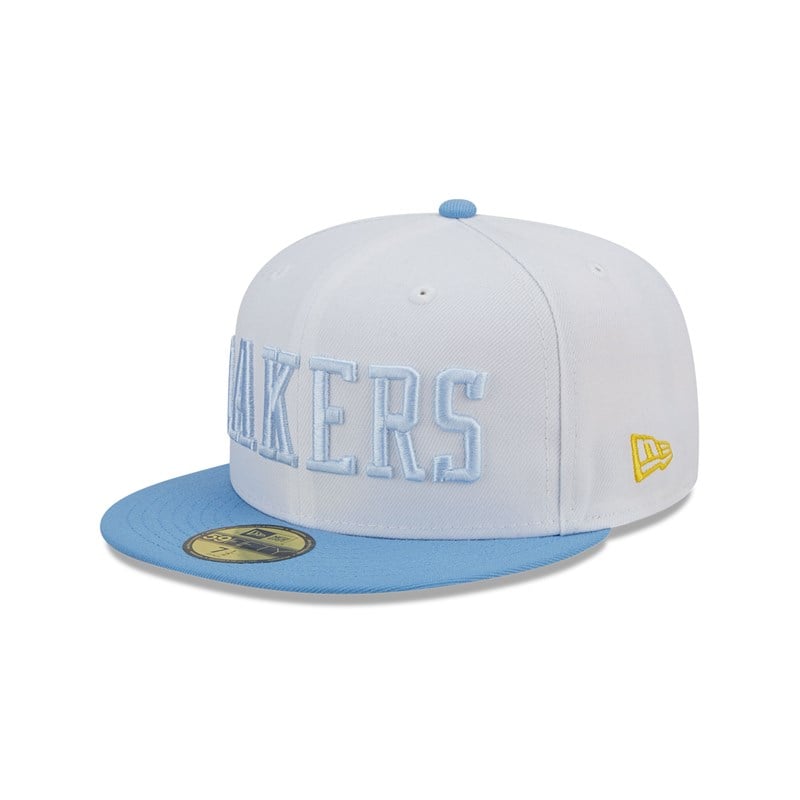 White New Era La Lakers NBA Classic Fitted Cap 59fifty | QKFT31685