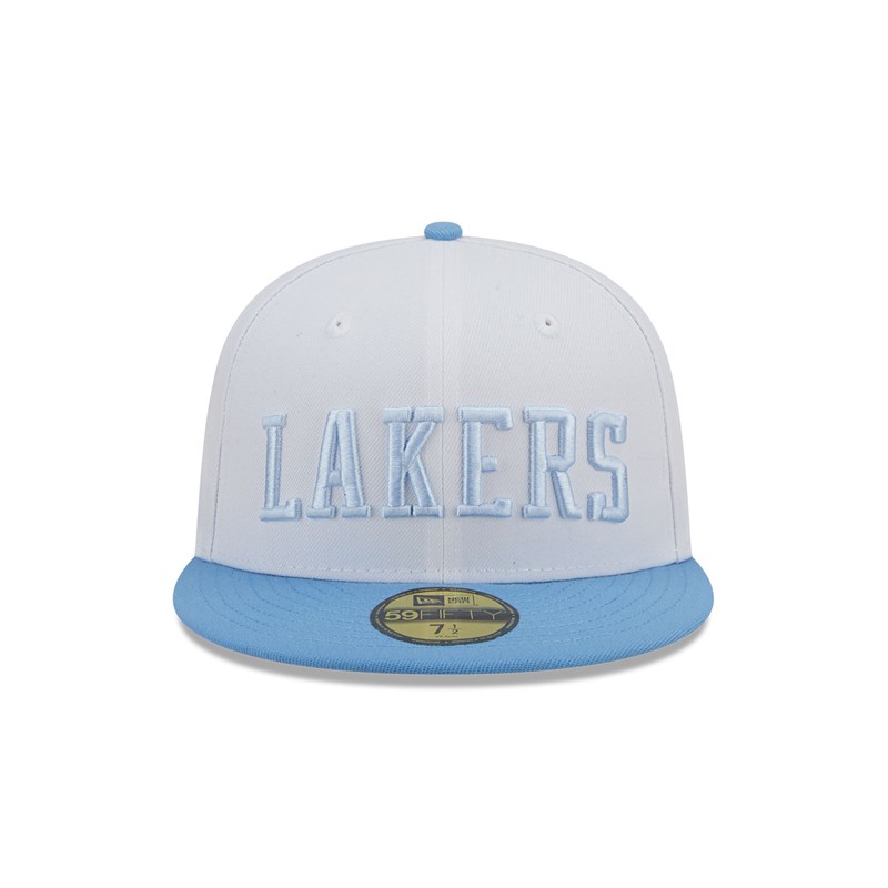 White New Era La Lakers NBA Classic Fitted Cap 59fifty | QKFT31685