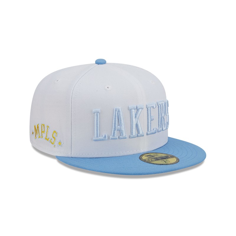 White New Era La Lakers NBA Classic Fitted Cap 59fifty | QKFT31685