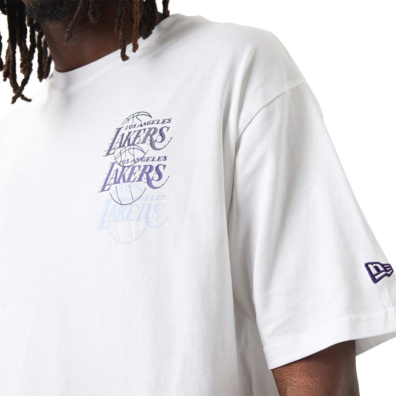 White New Era La Lakers NBA Stacked Oversized T-Shirt | COMN38754