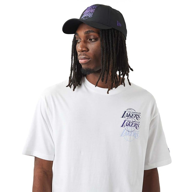 White New Era La Lakers NBA Stacked Oversized T-Shirt | COMN38754