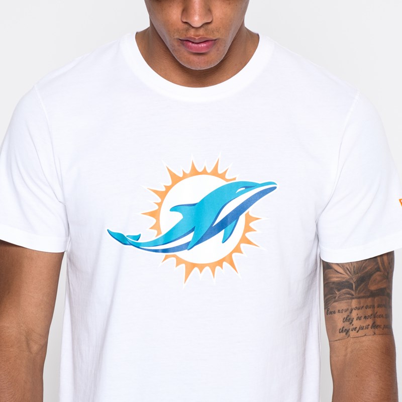 White New Era Miami Dolphins Team Logo T-Shirt | PQDN76052