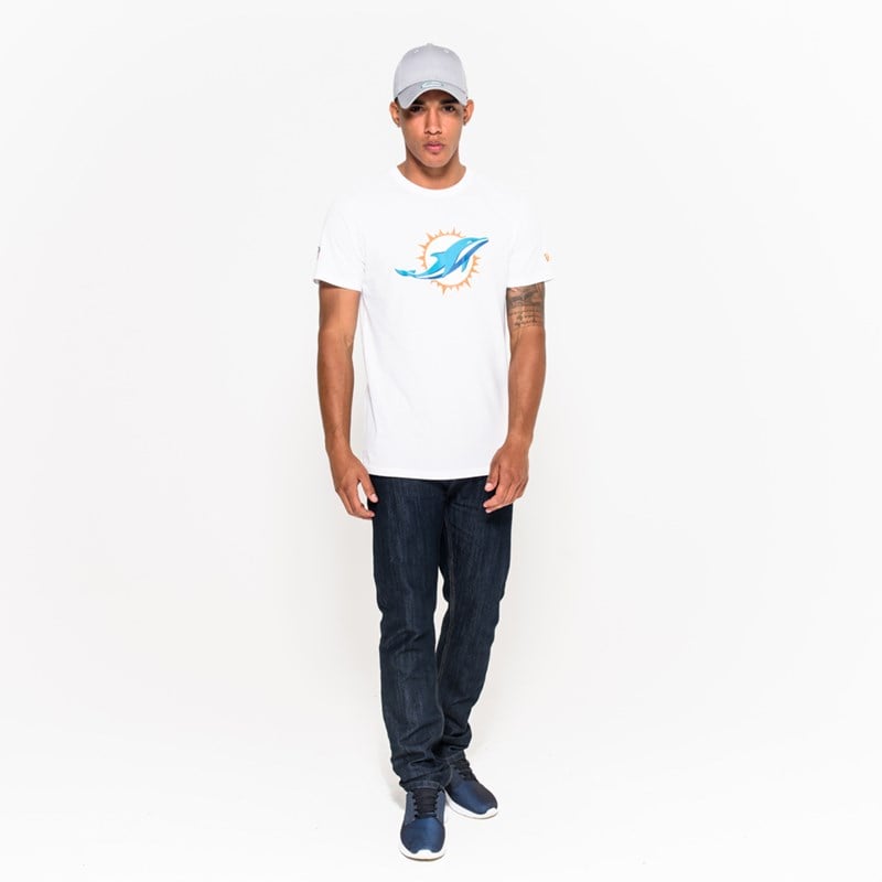 White New Era Miami Dolphins Team Logo T-Shirt | PQDN76052