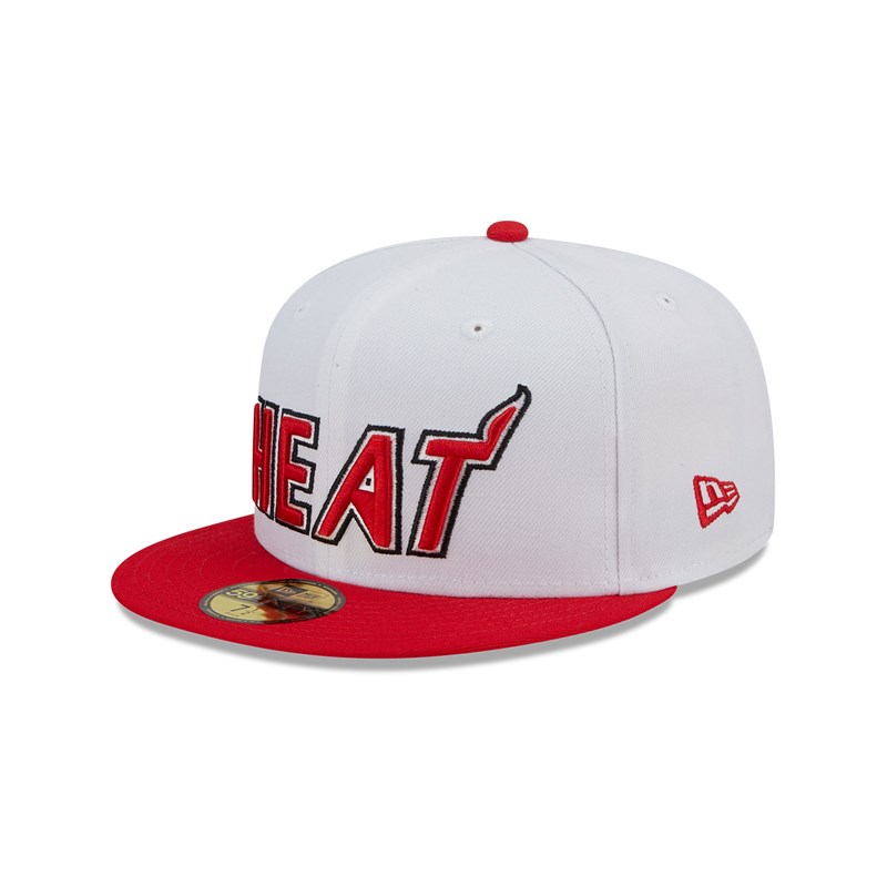 White New Era Miami Heat NBA Classic Fitted Cap 59fifty | QSJM05289