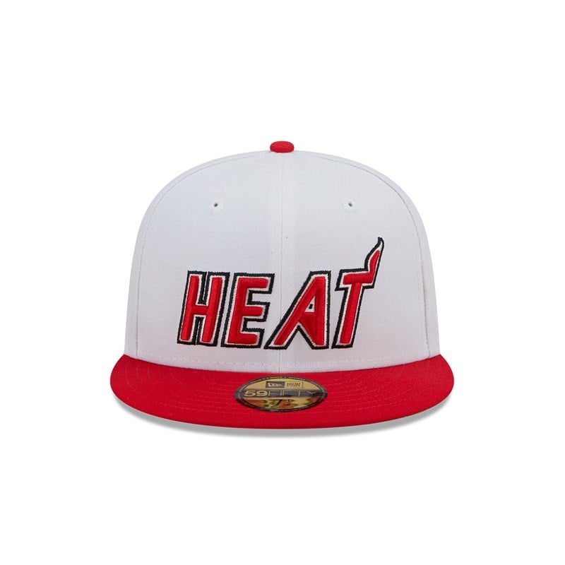 White New Era Miami Heat NBA Classic Fitted Cap 59fifty | QSJM05289