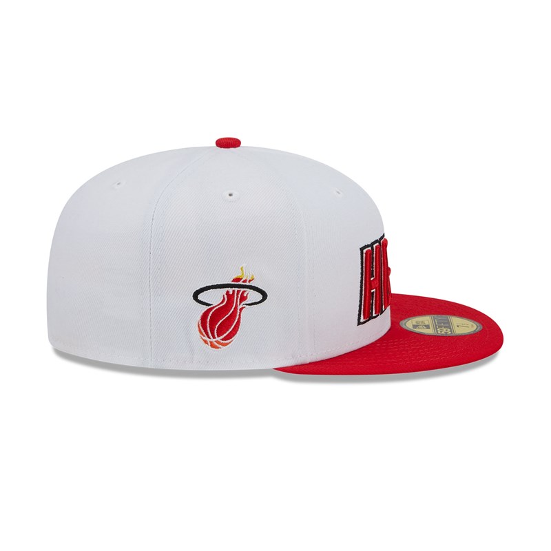 White New Era Miami Heat NBA Classic Fitted Cap 59fifty | QSJM05289