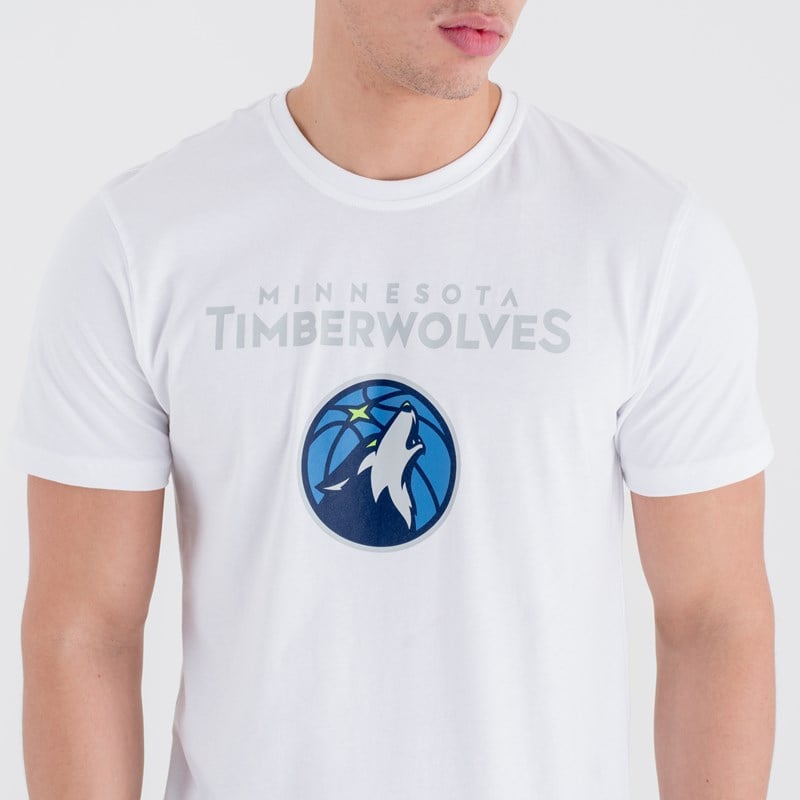 White New Era Minnesota Timberwolves NBA Team Logo T-Shirt | JEOI41572