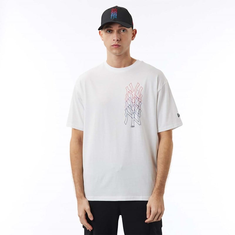 White New Era New York Yankees Stack Logo Oversized T-Shirt | ZLME41365