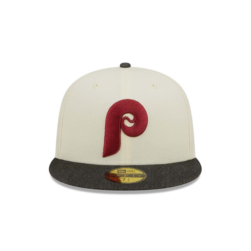 White New Era Philadelphia Phillies MLB Chrome Fitted Cap 59fifty | KTGS02198