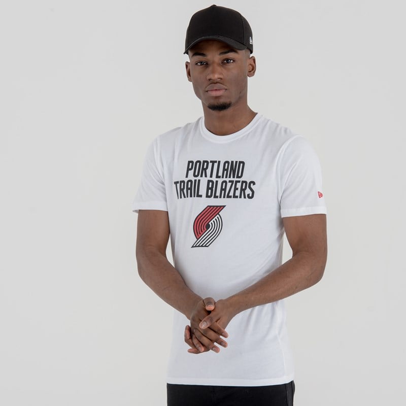 White New Era Portland Trail Blazers NBA Team Logo T-Shirt | KBQL98120