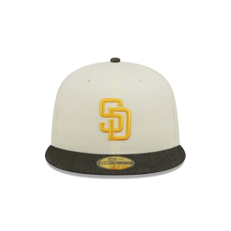 White New Era San Diego Padres MLB Chrome Fitted Cap 59fifty | DLBP97615