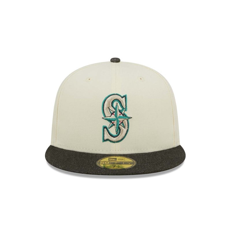 White New Era Seattle Mariners MLB Chrome Fitted Cap 59fifty | JMHK29135