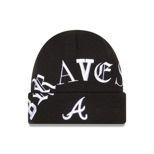 Black New Era Atlanta Braves Blackletter Knit | ZUPO12738