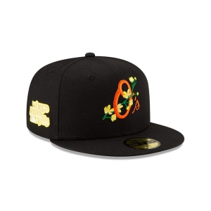 Black New Era Baltimore Orioles Side Patch Bloom Fitted Cap 59fifty | NVDM95728