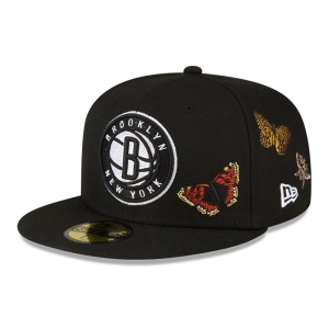 Black New Era Brooklyn Nets Felt X NBA Fitted Cap 59fifty | MOVT48917