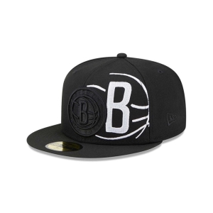 Black New Era Brooklyn Nets NBA Elements Fitted Cap 59fifty | VCZO23046