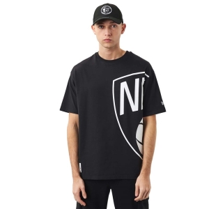 Black New Era Brooklyn Nets NBA Side Logo T-Shirt | UWOX02193