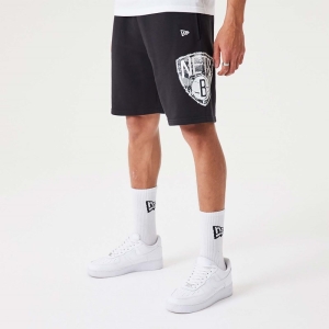 Black New Era Brooklyn Nets NBA Team Logo Shorts | XUNK34982