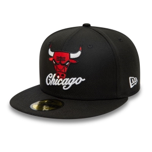 Black New Era Chicago Bulls Dual Logo Fitted Cap 59fifty | VJZN50691