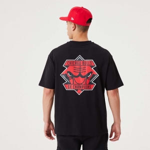 Black New Era Chicago Bulls NBA Championship Oversized T-Shirt | GIQD84925