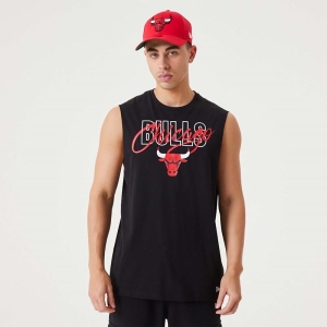 Black New Era Chicago Bulls NBA Script Essential Tank Top T-Shirt | DEUM12546