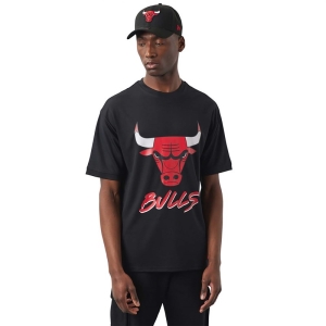 Black New Era Chicago Bulls NBA Script T-Shirt | FLIX90751